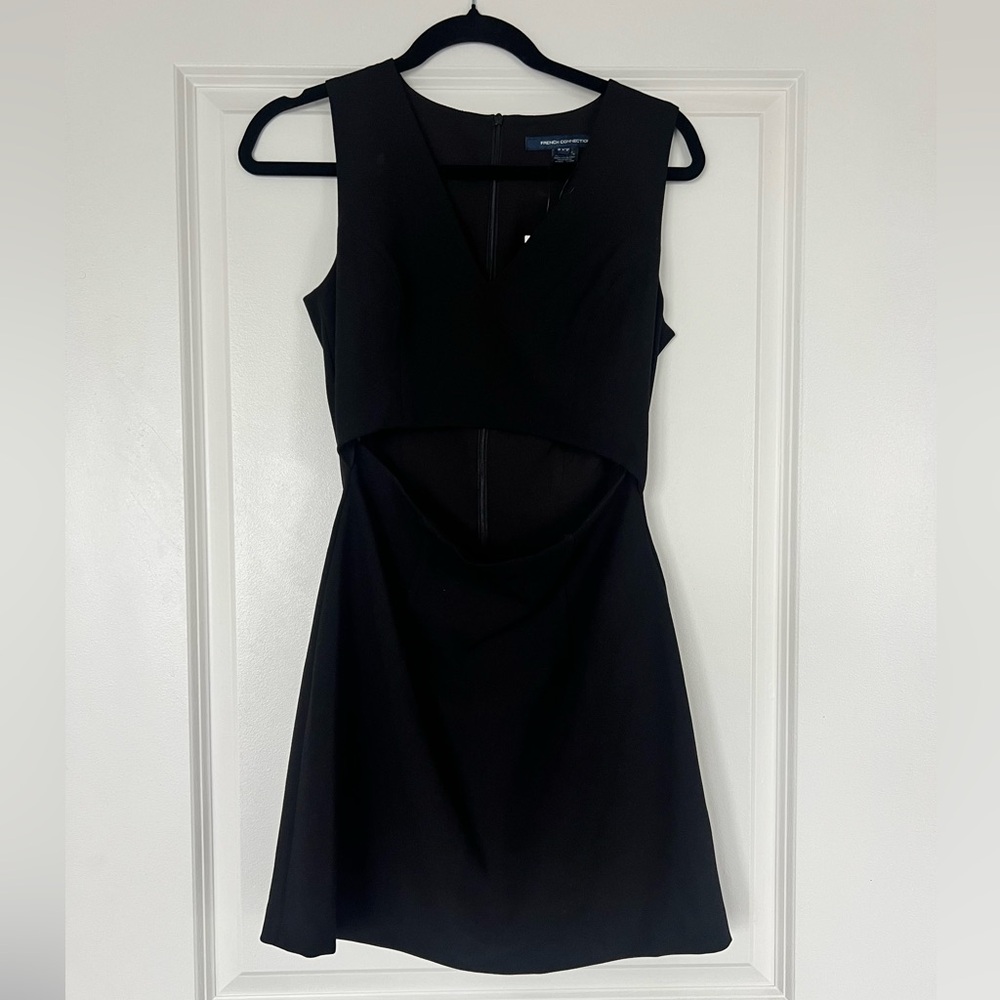 French Connection NWT Black V-Neck Cutout Sleeveless Dress